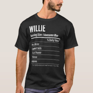 Willie Serving Size Nutrition Label Calories T-Shirt