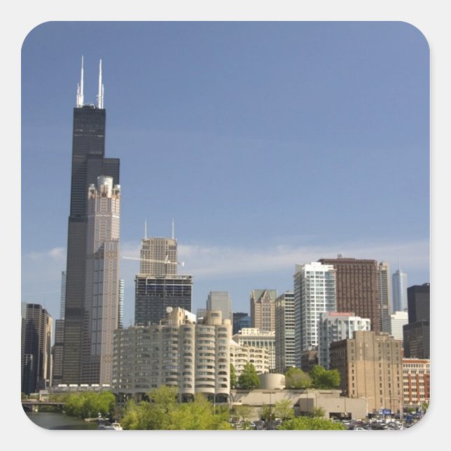 Willis Tower, früher als der "Sears Tower" bekannt Quadratischer Aufkleber (Vorderseite)