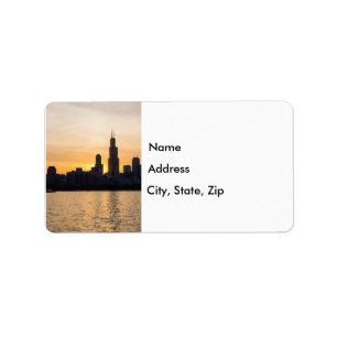Willis Tower Sunset Silhouette Adressaufkleber