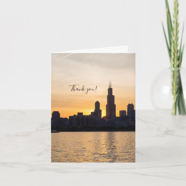 Willis Tower Sunset Silhouette Danke-Card Dankeskarte (Vorderseite)