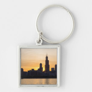 Willis Tower Sunset Silhouette Schlüsselanhänger