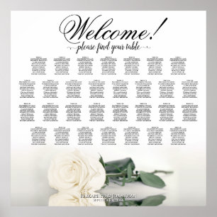 Willkommen! 30 Tabelle Weißrosen Hochzeitstabelle Poster