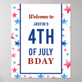 Willkommen 4. Juli Geburtstag Patriotic Red Blue Poster