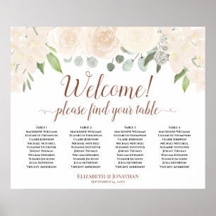 Willkommen! 4 Tabelle Blush Peach Floral Seekarte Poster