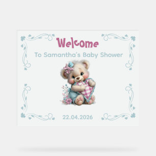 Willkommen Acryl-Schild Teddybär Baby Shower Acrylschild