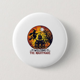 Willkommen Albtraum Halloween Spukhaus Fliegende H Button