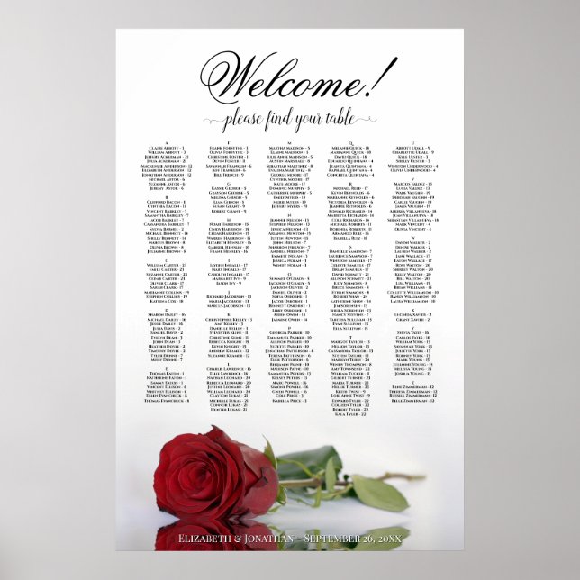 Willkommen! Alphabetische rote Rose Poster (Vorne)