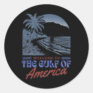Willkommen am Vintagen Strand des Golfs von Amerik Runder Aufkleber