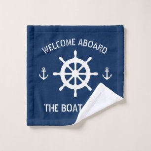 Willkommen an Bord Bootsname nautischer Anker mari Waschlappen