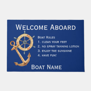 Willkommen an Bord Bootsname Regeln  Fußmatte