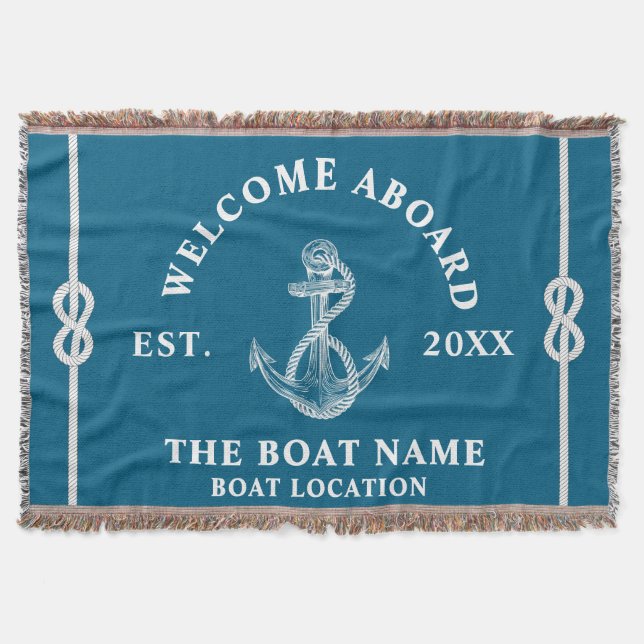 Willkommen an Bord Bootsname und -ort Anker  Decke (Vorderseite)