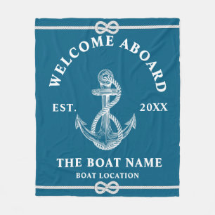 Willkommen an Bord Bootsname und -ort Anker Fleecedecke