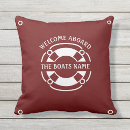 Willkommen an Bord der Boote Name nautical White D Kissen