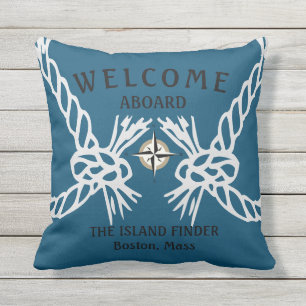 Willkommen an Bord der Boote Name Ocean Blue und W Kissen