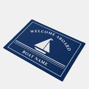 Willkommen an Bord der Marine Blue Nautical Bootna Fußmatte
