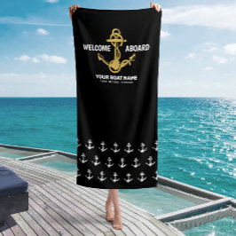 Willkommen an Bord der Nautical Black & Gold Boots Strandtuch
