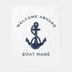 Willkommen an Bord des Bootes Name Anker Custom Fleecedecke