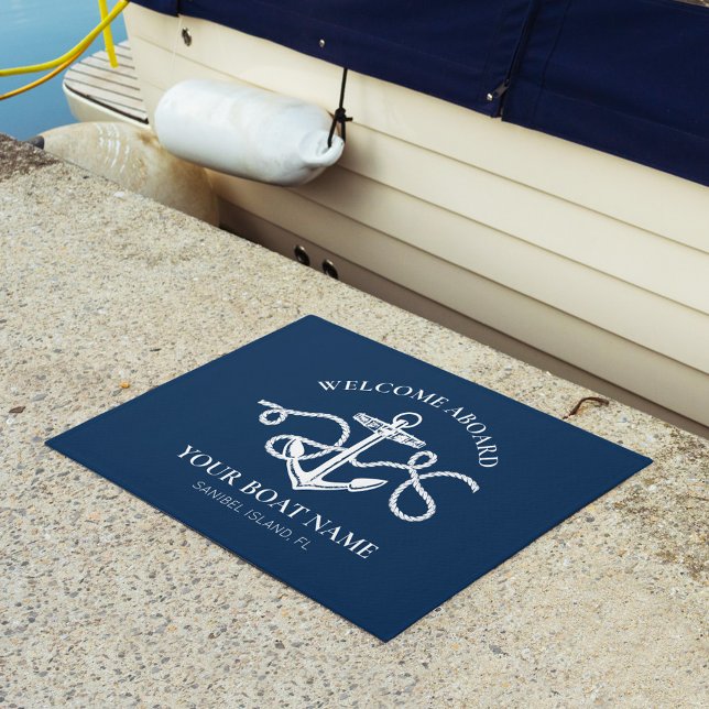 Willkommen an Bord des Bootes Name Nautical Anchor Fußmatte (Von Creator hochgeladen)