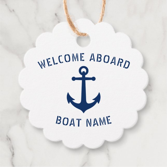Willkommen an Bord des Bootes Name Nautical Sea An Geschenkanhänger (Vorderseite)