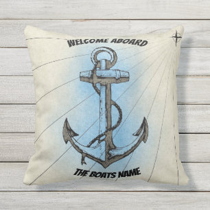 Willkommen an Bord des Boots-Namensankers - Kissen