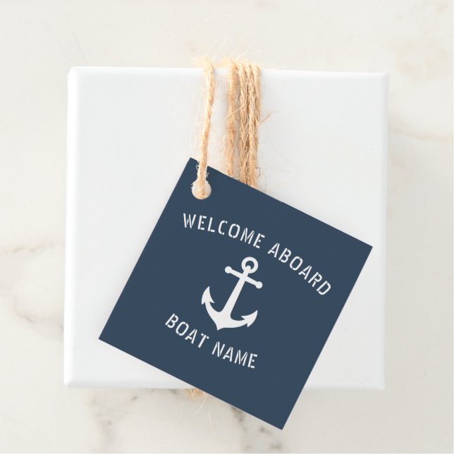 Willkommen an Bord des Schiffes Name Nautical Anch Geschenkanhänger (Beispiel)