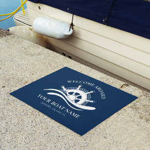 Willkommen an Bord des Schiffes Name Nautical Ship Fußmatte
