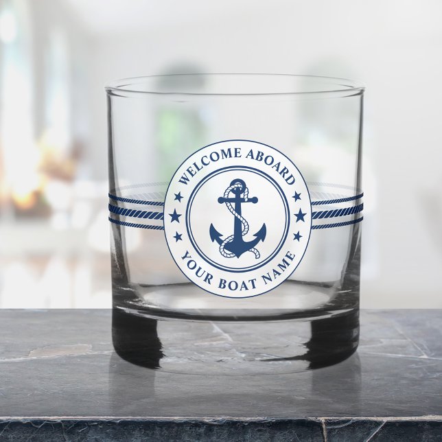 Willkommen an Bord des Schiffes Name Stilvolle Ank Whiskyglas (Von Creator hochgeladen)