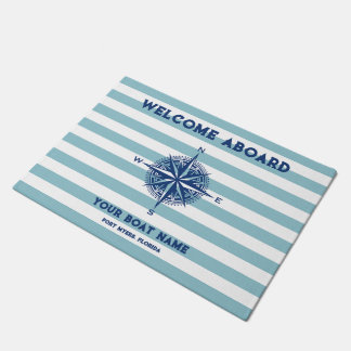 Willkommen an Bord des Schiffes Nautical Stripes N Fußmatte