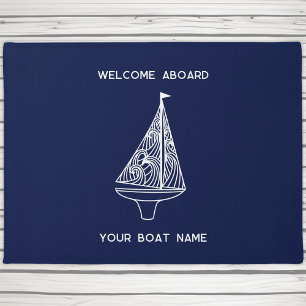 Willkommen an Bord des Segelbootes Name Fußmatte