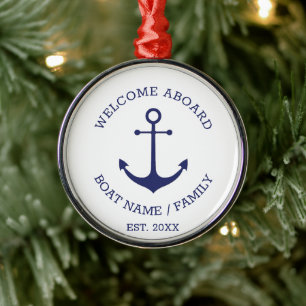 Willkommen an Bord eines blauen und weißen benutz Ornament Aus Metall
