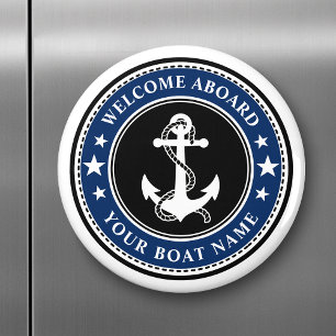 Willkommen an Bord Ihres Bootes Name Anchor Stars Magnet