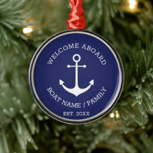 Willkommen an Bord marineblauer nautischer Anker Ornament Aus Metall