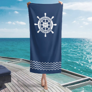 Willkommen an Bord Navy Blau Benutzerdefinierter B Strandtuch