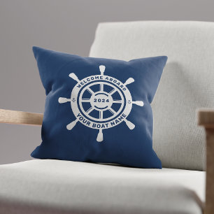 Willkommen an Bord Navy Blau Benutzerdefinierter S Kissen