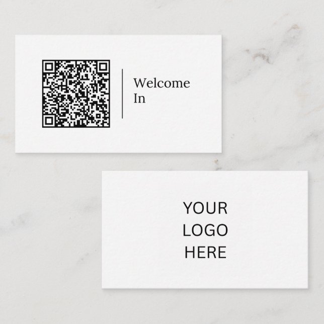 Willkommen | Anpassbarer QR-Code und Logo Visitenkarte (Vorne/Hinten)