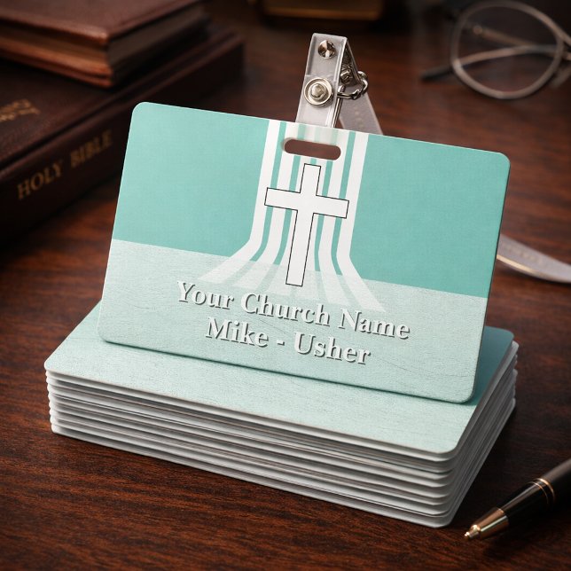 Willkommen Aquamarin White Christlich Church Usher Ausweis (Von Creator hochgeladen)