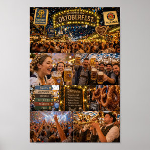 Willkommen auf dem Münchner Oktoberfest-Nachtplaka Poster