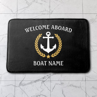 Willkommen auf dem Schiff Name Anchor Gold Laurel Badematte