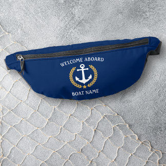 Willkommen auf dem Schiff Name Anchor Gold Laurel Bauchtasche