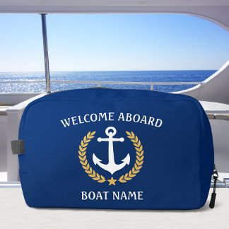 Willkommen auf dem Schiff Name Anchor Gold Laurel Waschbeutel