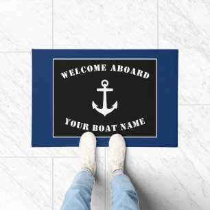 Willkommen auf dem Schiff Name Classic Anchor Navy Fußmatte