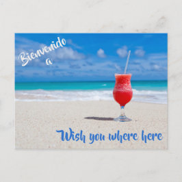 Willkommen auf der Beach Postcard mit Red Tropical Postkarte