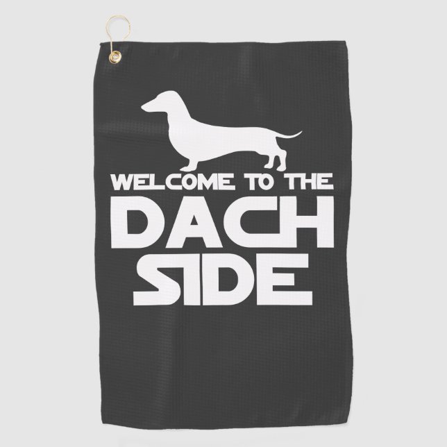 Willkommen auf der Dackel Golfhandtuch (Vorderseite)