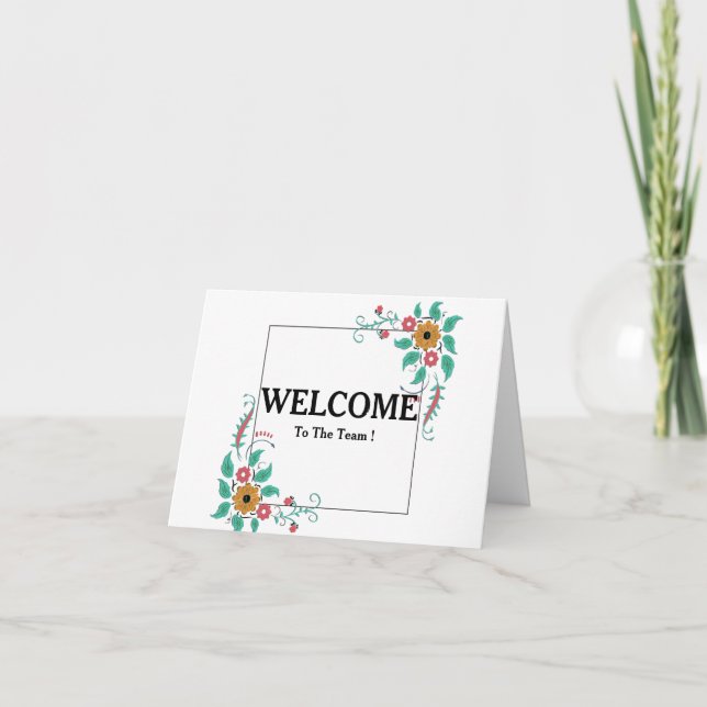 Willkommen auf der Postkarte des Teams (Vorderseite)