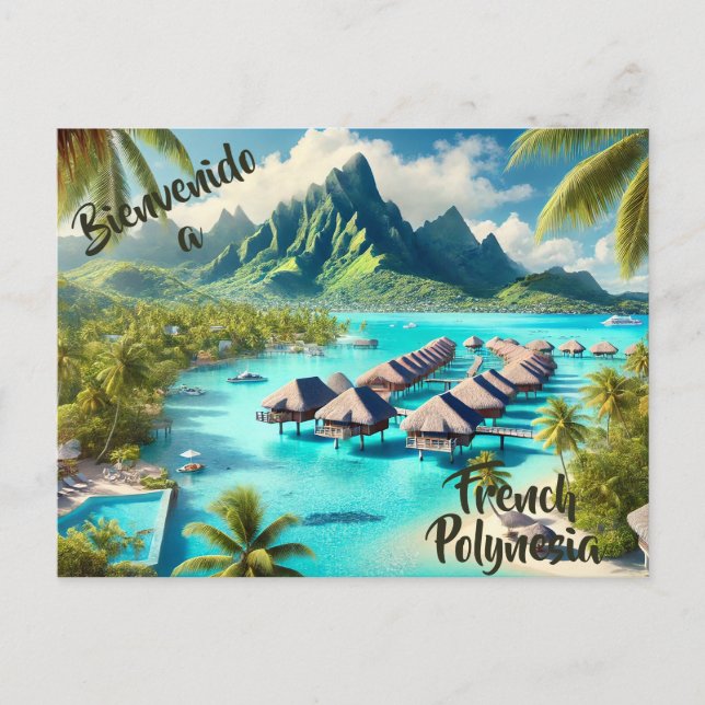 Willkommen auf der Postkarte Französisch-Polynesie (Vorderseite)