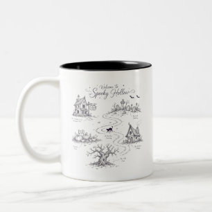 Willkommen auf der Spooky Hollow Halloween-Karte Zweifarbige Tasse