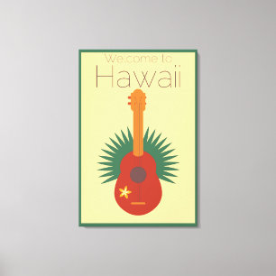 Willkommen auf Hawaii Ukulele Retro Leinwanddruck