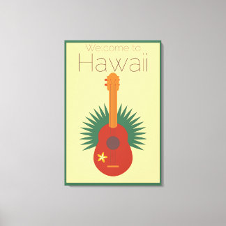 Willkommen auf Hawaii Ukulele Retro Leinwanddruck
