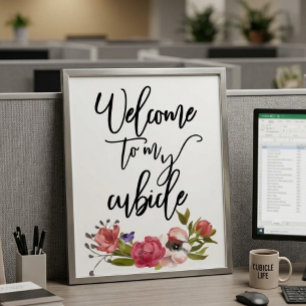 Willkommen auf meinem Büro-Schreibtisch-Arbeitspla Poster