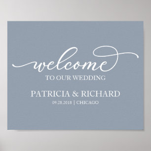 Willkommen auf unserem eleganten Hochzeitsschild i Poster